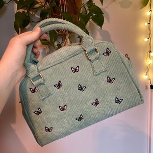 Skinnydip Teal Corduroy Butterfly Purse - Extra strap included - 90s style